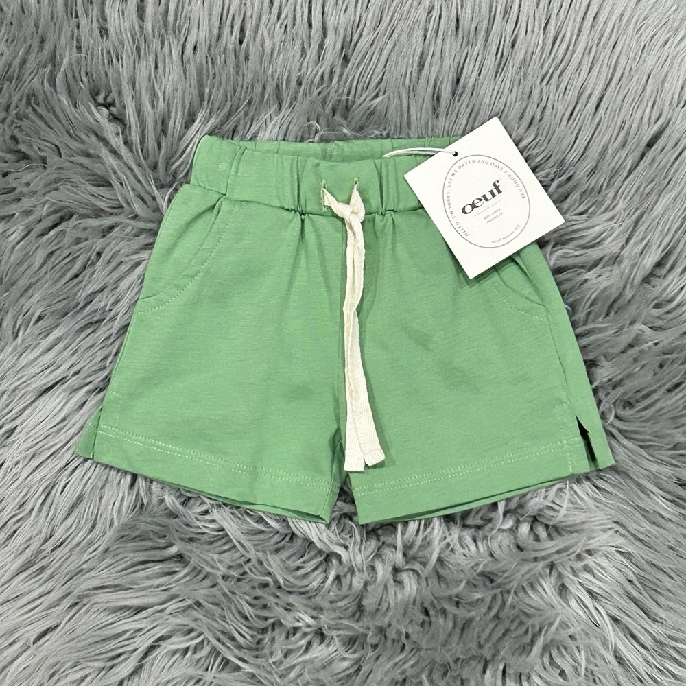 OEUF Baby Jersey Shorts In Green Size 3 Month 100% Pima Cotton NEW